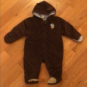 Carters brown monkey sleep and play footie